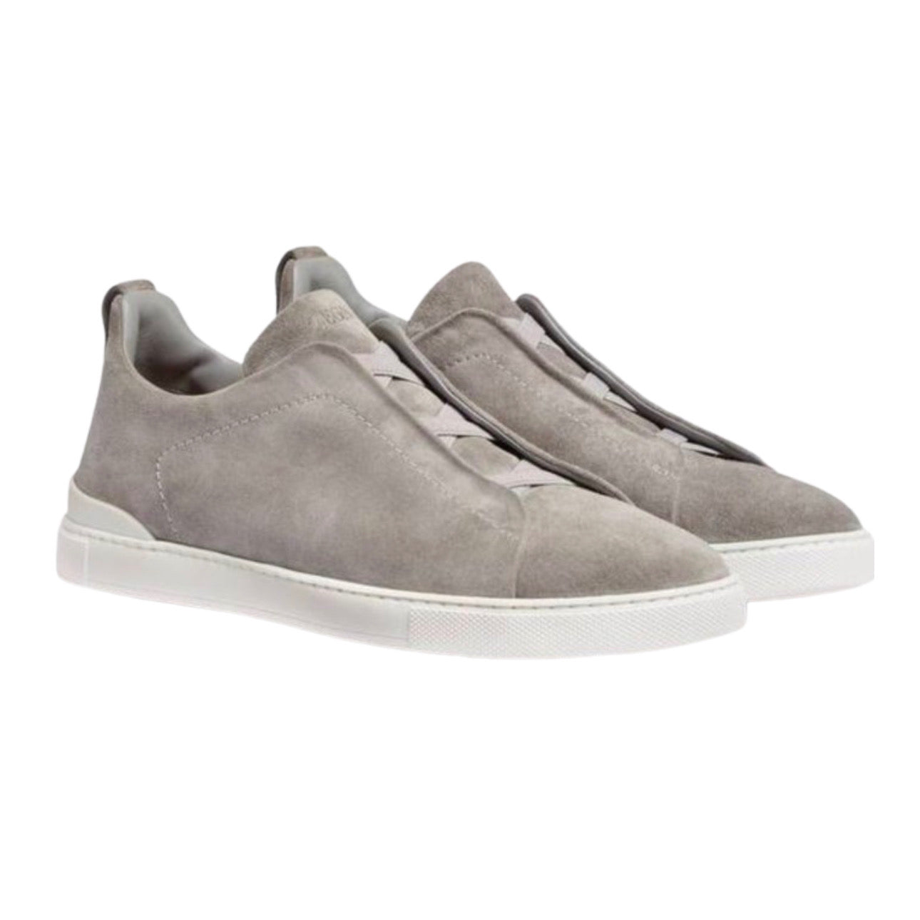 Zegna Grey Mélange Suede Triple Stitch™️ Sneakers