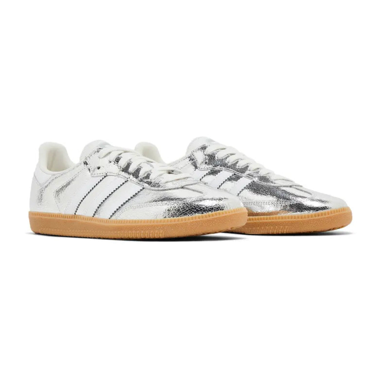 Adidas Samba OG Silver Metallic Cracked Leather