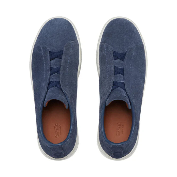 Zegna Grey Mélange Suede Triple Stitch™ Sneakers